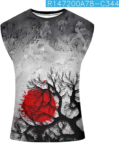 Miniatura 4 de Camisetas sin Mangas para Hombre con Estampado Halloween sin Mangas Cuello Redondo Chaleco Deportivo Camiseta túnica