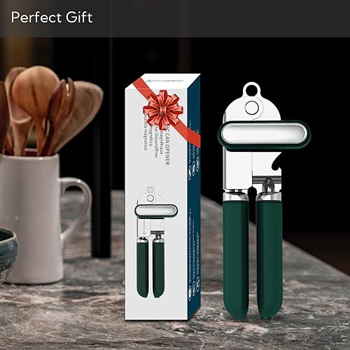 Miniatura 6 de KITCHENDAO Abrelatas manual, hoja de segunda generación, abrelatas de mano con imán, rueda de corte súper afilada para corte de borde suave, perilla