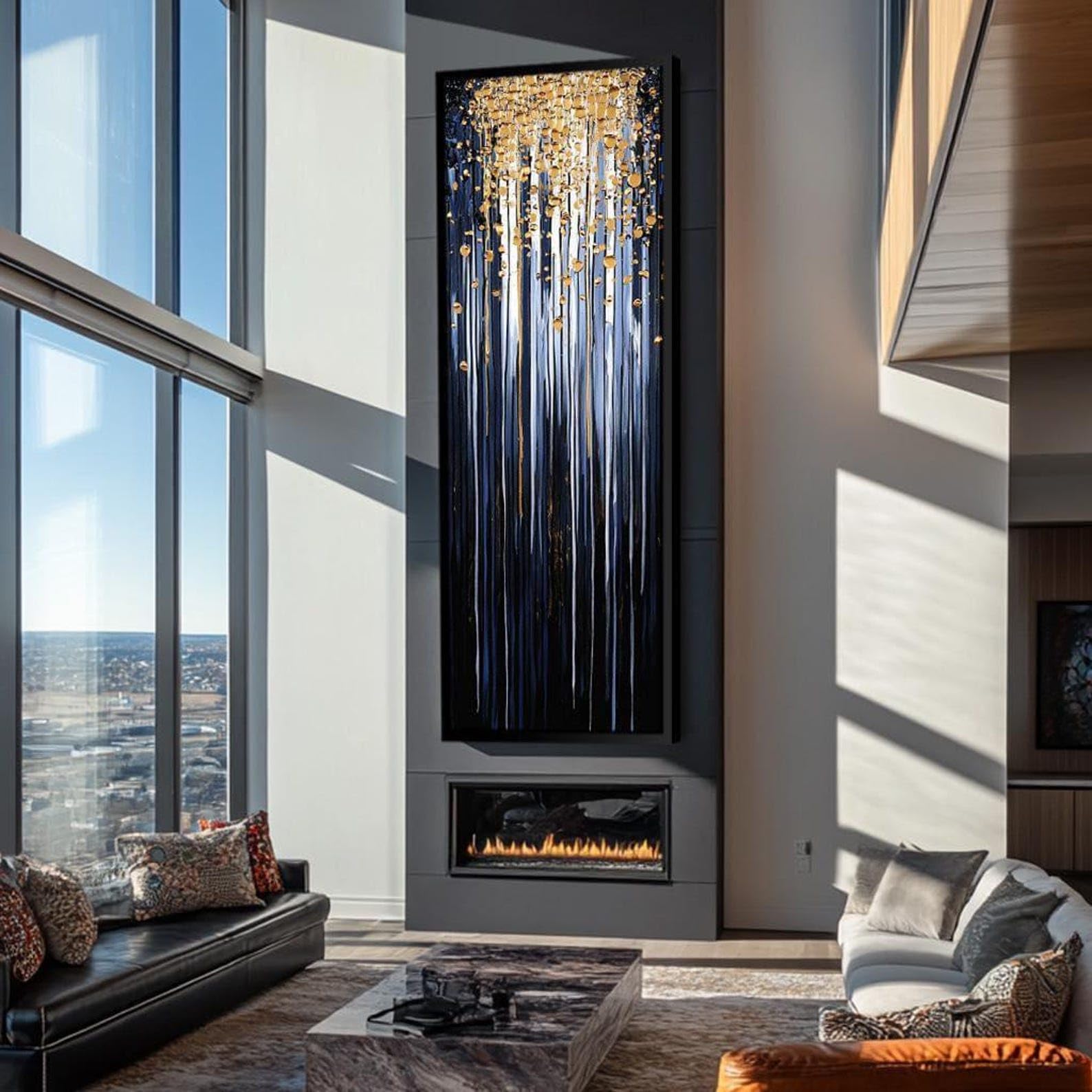 XBTYKPB Long Narrow Wall Art, Tall Narrow Canvas wall art, Abstract art, Vertical Wall Art, Long Vertical Wall Art, Canvas art(65x195cm/Frameless)