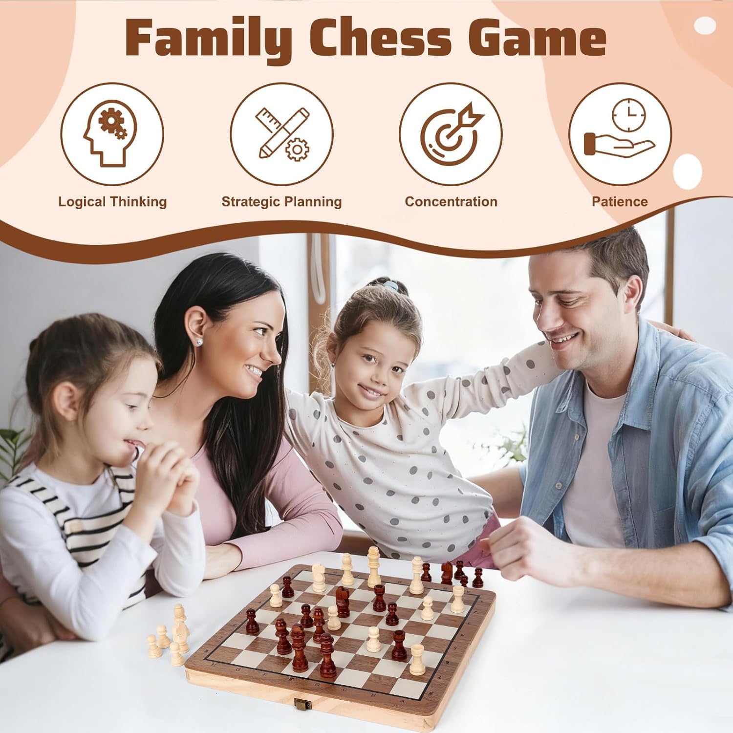 PRIMESAGE® Chess Board Set 9.5"x9.5"IN(EXTRA QUEENS) Chess Board Wooden Chess Board Set Magnetic Chess Board Wooden Chess Board Magnetic Chess Board Memory Chess Game for Kids Board Games Memory Chess — Amazon image 6