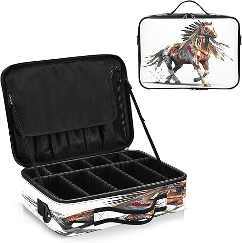 Miniatura 2 de Bolsa de maquillaje de caballo indio, vaquero, occidental, bolsa de cosméticos de viaje, bolsa de almacenamiento portátil para artistas, bolsa de
