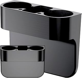 Retoo Car Drink Holder with Mobile Phone Holder for All Phones, Multifunctional Cup Holder for Coffee Mug and Drink Can, Black