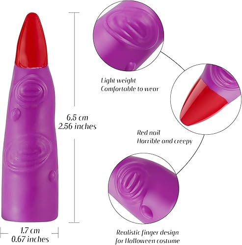 Miniatura 2 de Skylety 60 piezas de dedos de bruja de Halloween, accesorios de disfraz de dedo de bruja marciana, disfraz de dedo de vampiro falso para fiesta de