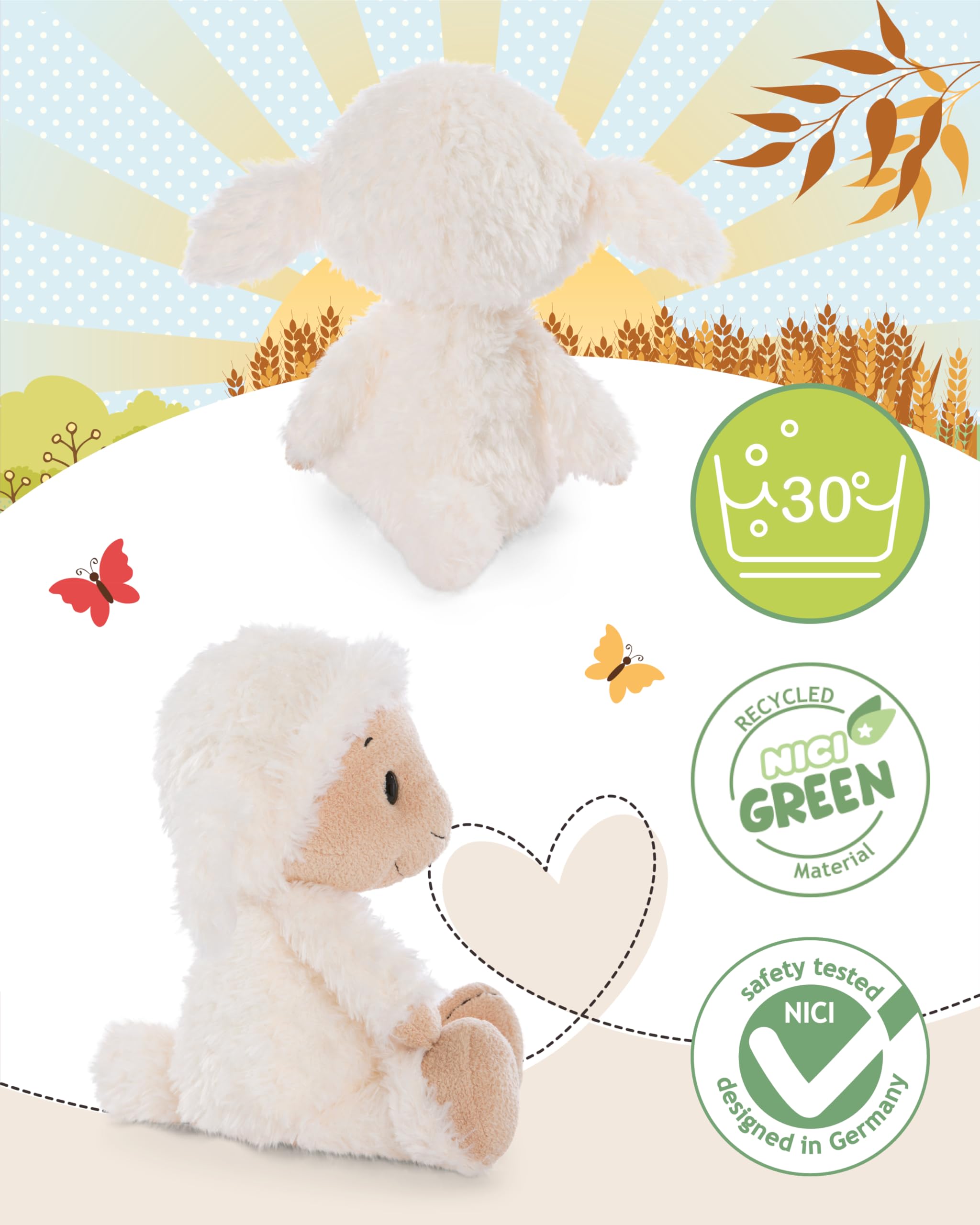 NICI 62256 Owieczka Sheepmila, miękki pluszak, urocza maskotka do przytulania i zabawy, świetny pomysł na prezent dla dzieci i dorosłych, 33 cm, biała