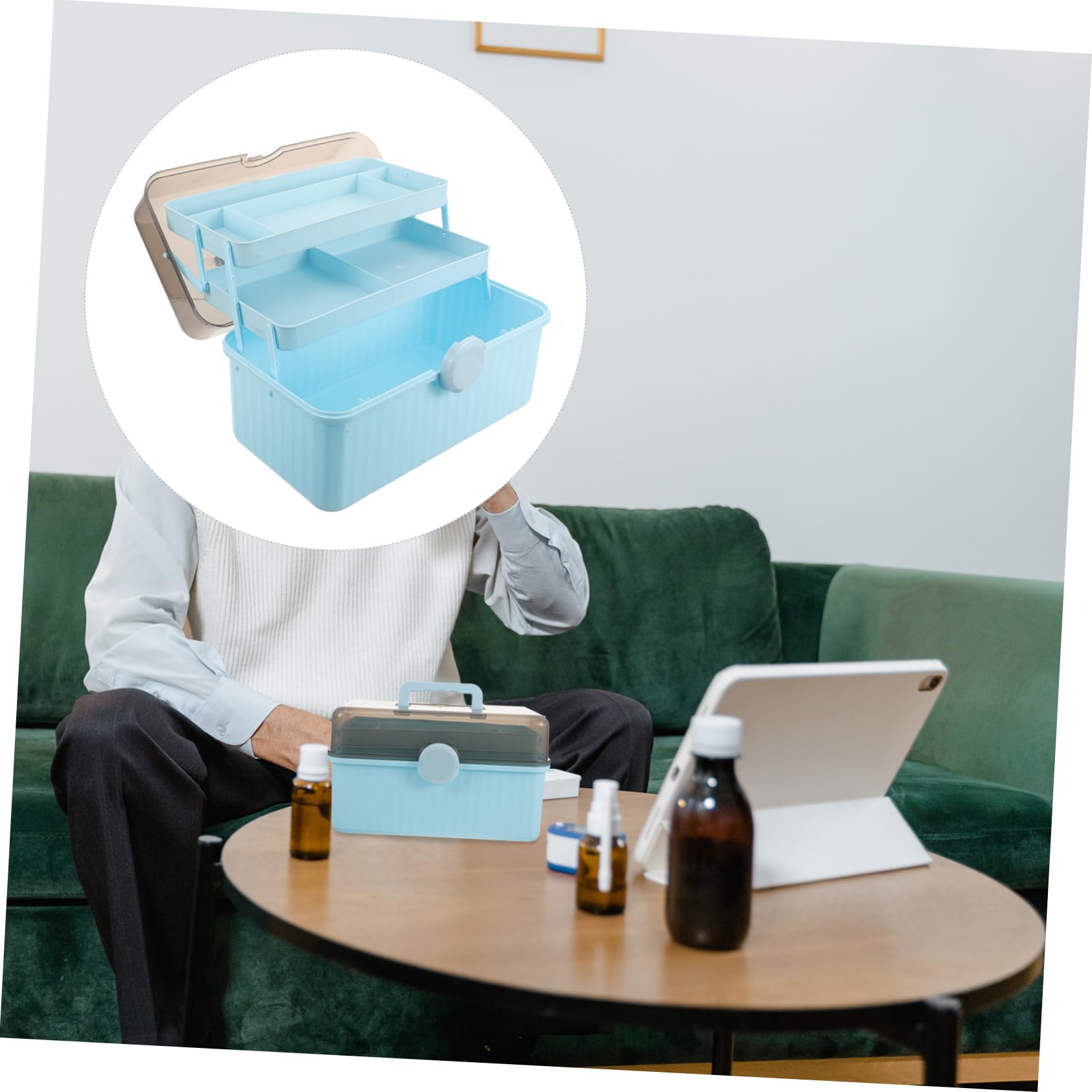 Scatola Multistrato per Medicinali Blu in Plastica Capiente