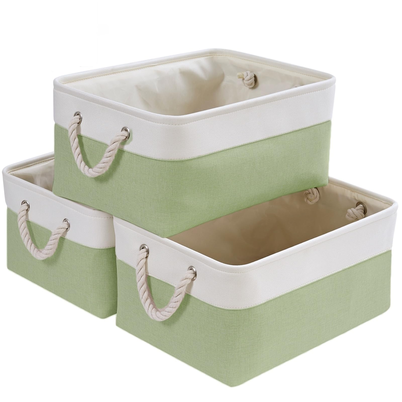 SOCOHOME Fabric Storage Box, Large Thickened Storage Basket with Handles for Shelves Toy Clothes, Wear-Resistant and Reinforced(L, 3 Pack)