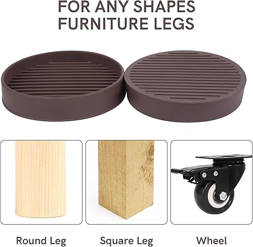 Miniatura 3 de Comforing 4 almohadillas antideslizantes de goma para pies de muebles, cama, sofás, tapones, protectores de suelo (redondos, 2 pulgadas)