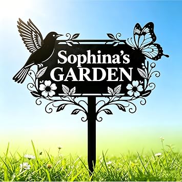 Personalized Metal Garden Sign with Stake, Custom Yard Signs | Custom Garden Sign with Name, Waterproof Outdoor Lawn & Garden Decor, Custom Metal Garden Decor Gift for Men Women Gardeners