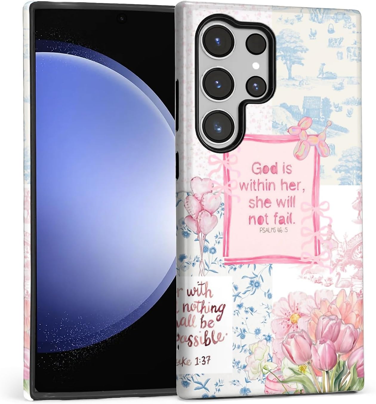 Case for Samsung Galaxy S24 Ultra,Camera Full Shell Protection Soft Phone Case-Flower Bible Pattern Flower Bible Pattern Samsung Galaxy S24 Ultra