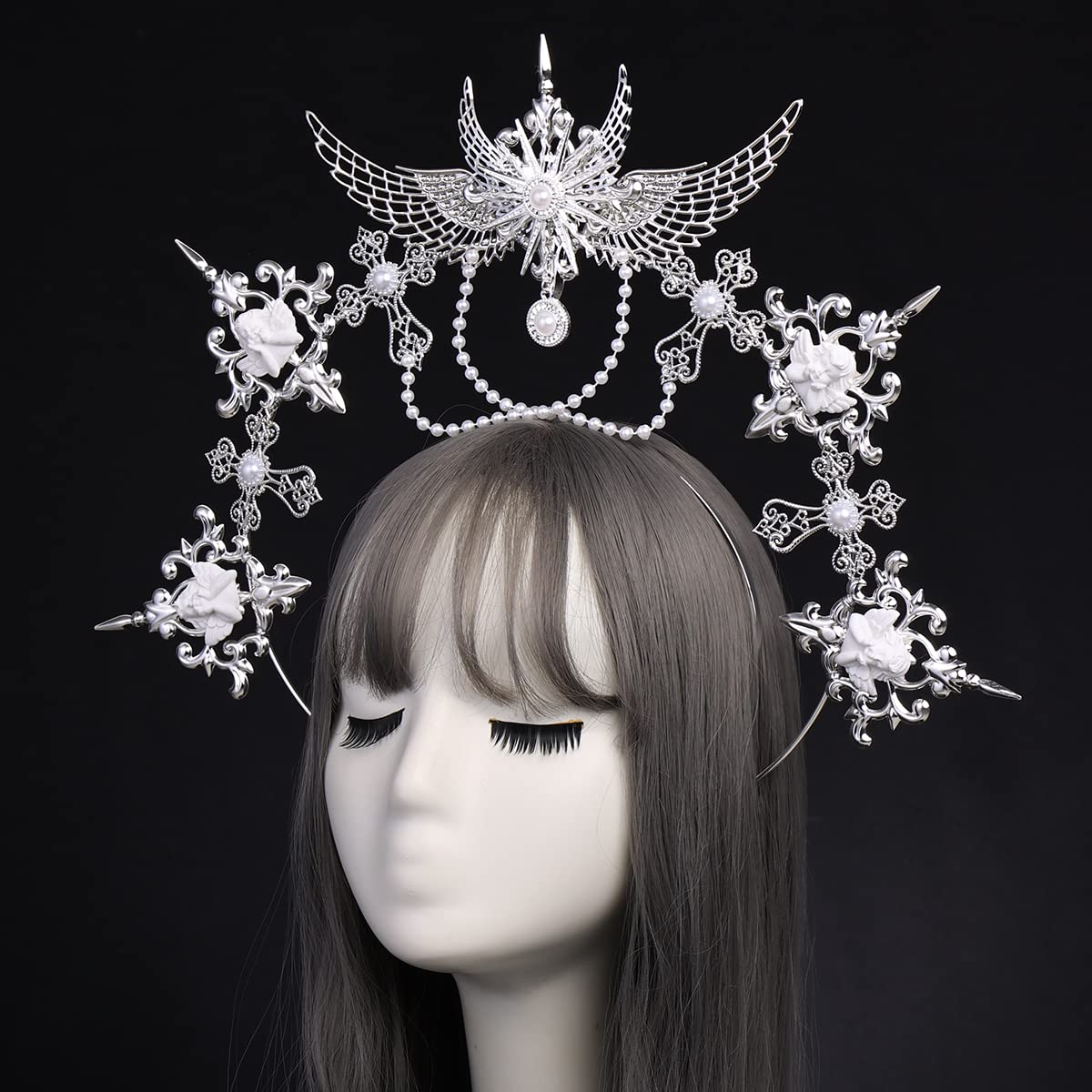 BLESSUME Mary Halo Headband Crown Goddess Women Halloween Costume Headpiece (Silver 5), Style #10 - Image 3