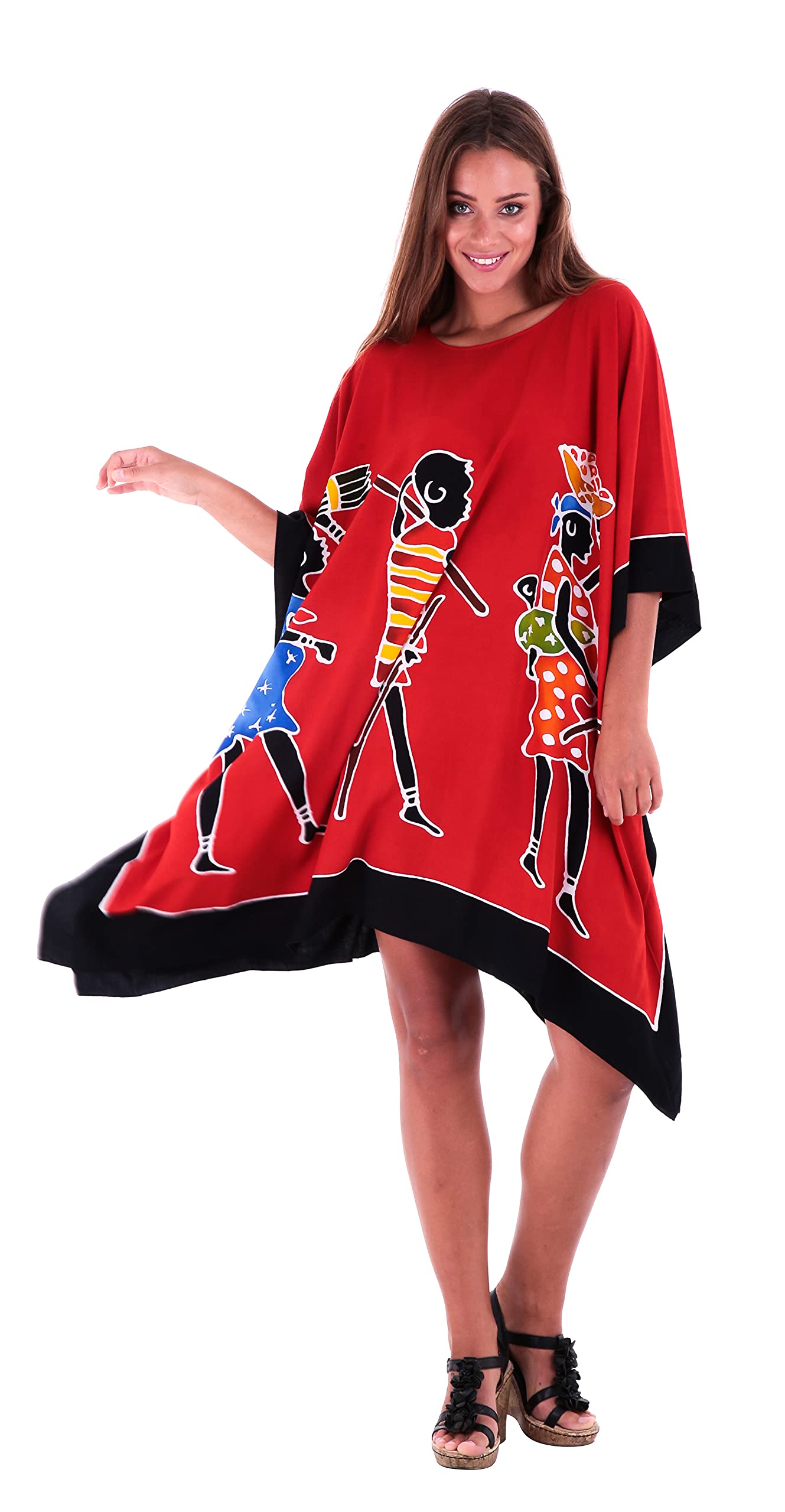 Caftán corto para mujer holgado estilo poncho transpirable de playa 8