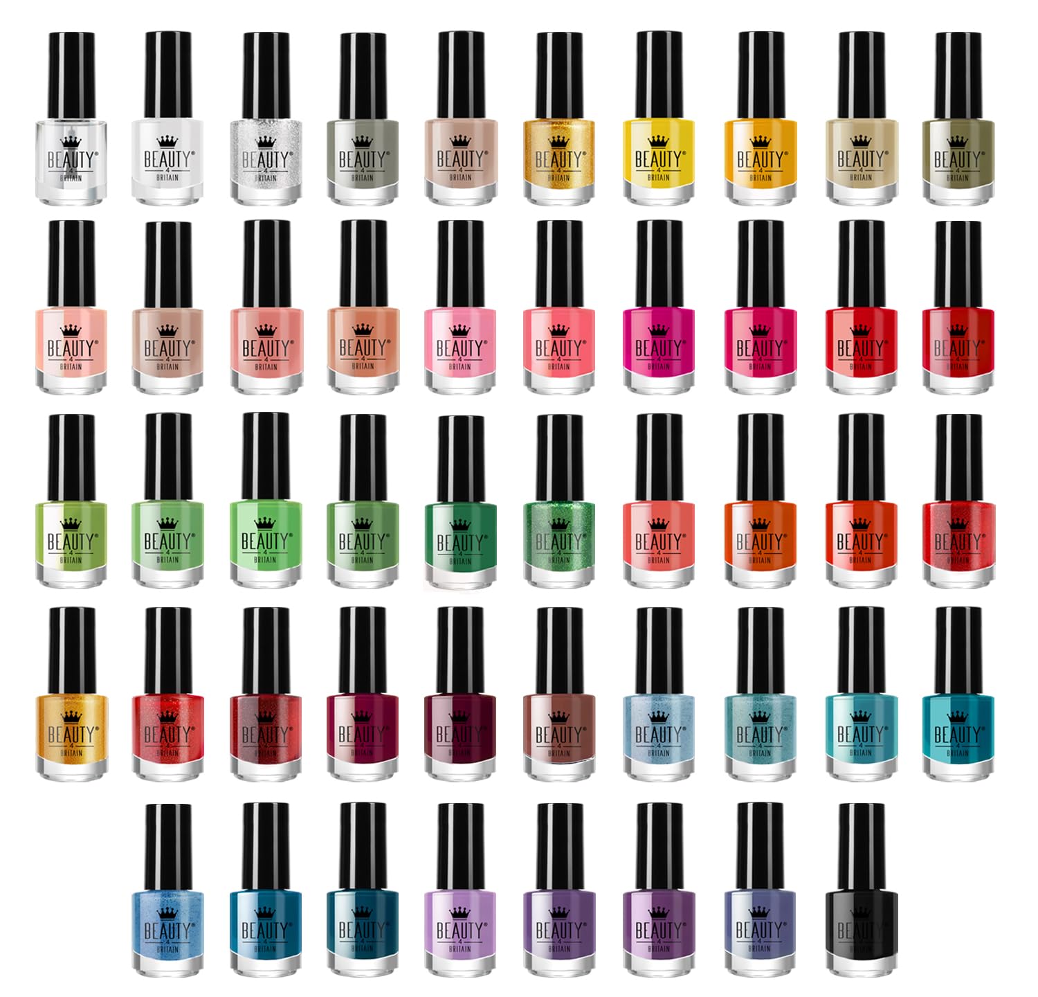 Nail Polish Varnish Set 48 Modern Colours + 2 Nail Art Sticker Sets + 2 Display Boxes
