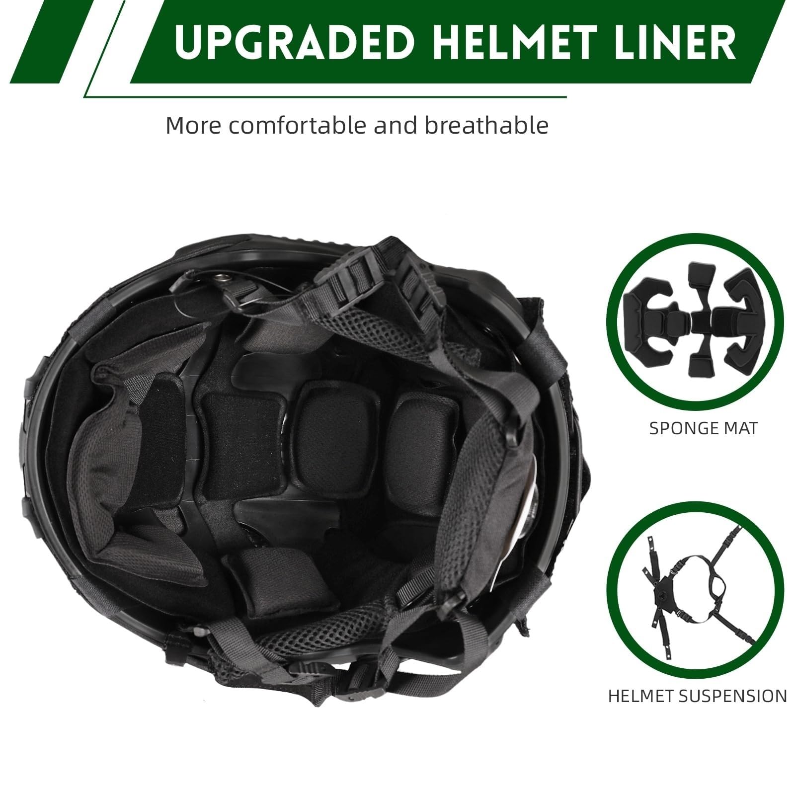 Ensemble Casque Airsoft Fast 5-en-1 Amélioré Réglable avec Oreillette Tactique, Housse De Casque Amovible Et Lampe Signalisation - Équipement Cosplay Tactique Militaire pour Adultes