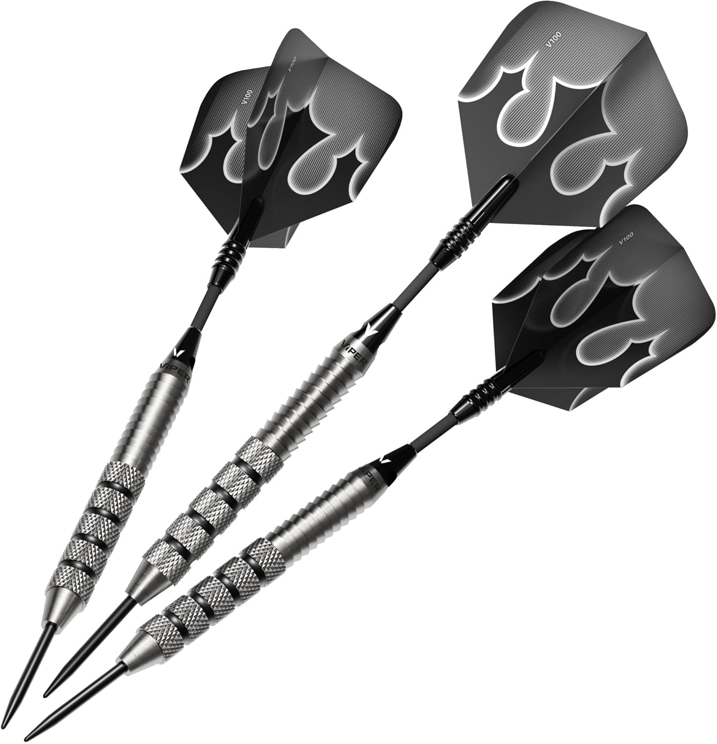 Viper Shot King Steel Tip Darts, 80% Tungsten Darts Metal Tip Dart Set for Bristle Dart Board, Carbon Fiber Shafts, Includes Nomad Case and Accessories