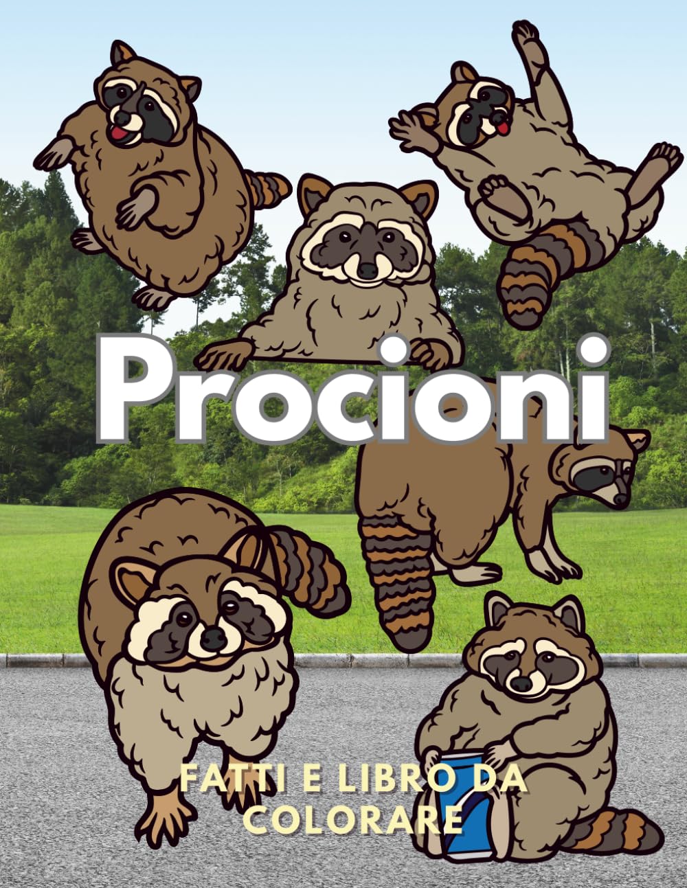 Procioni: Fatti e Libro da Colorare: Libro di attività per bambini dai 2 ai 16 anni (Fatti sugli animali e colorazione)