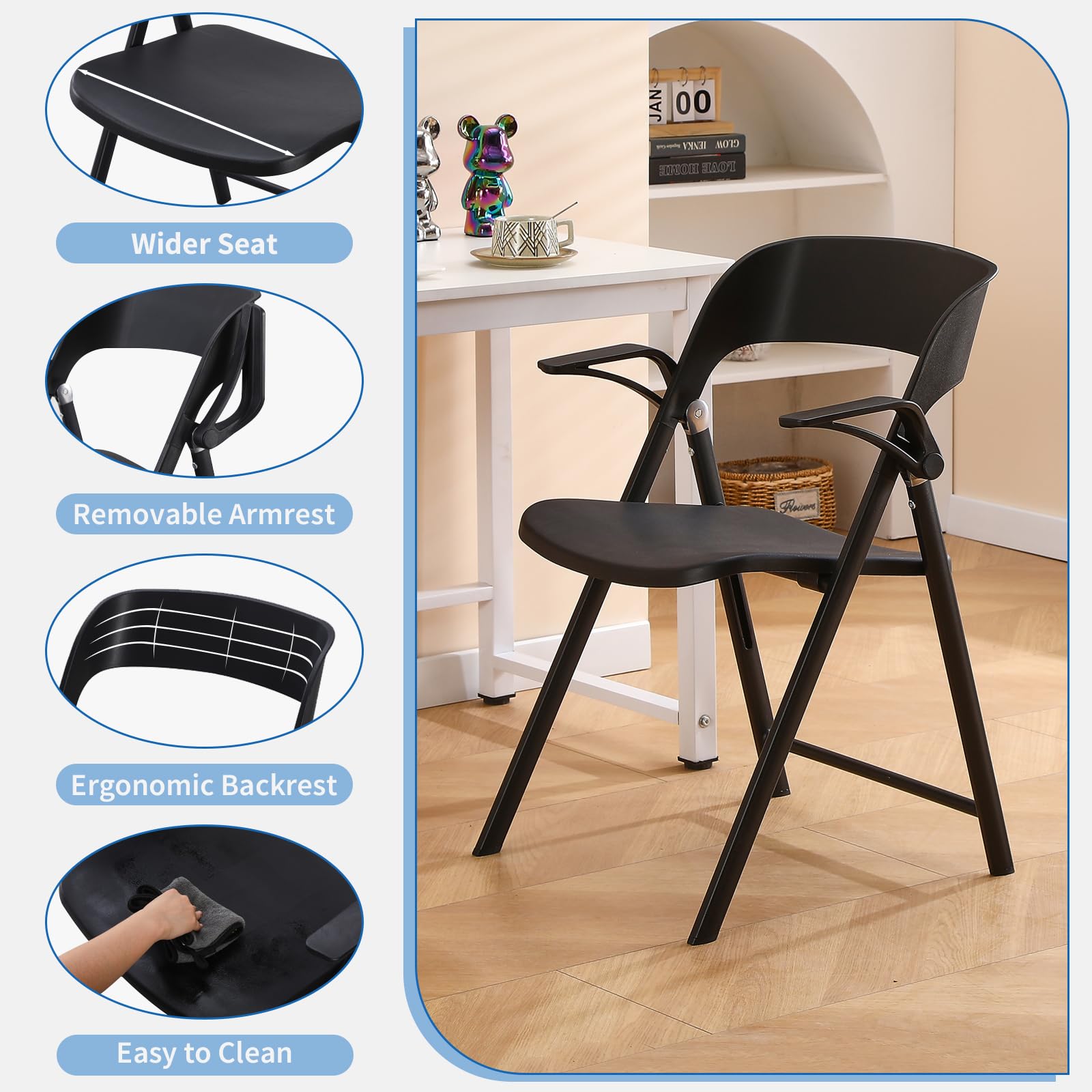 Heavy Duty Folding Chairs - Black -3