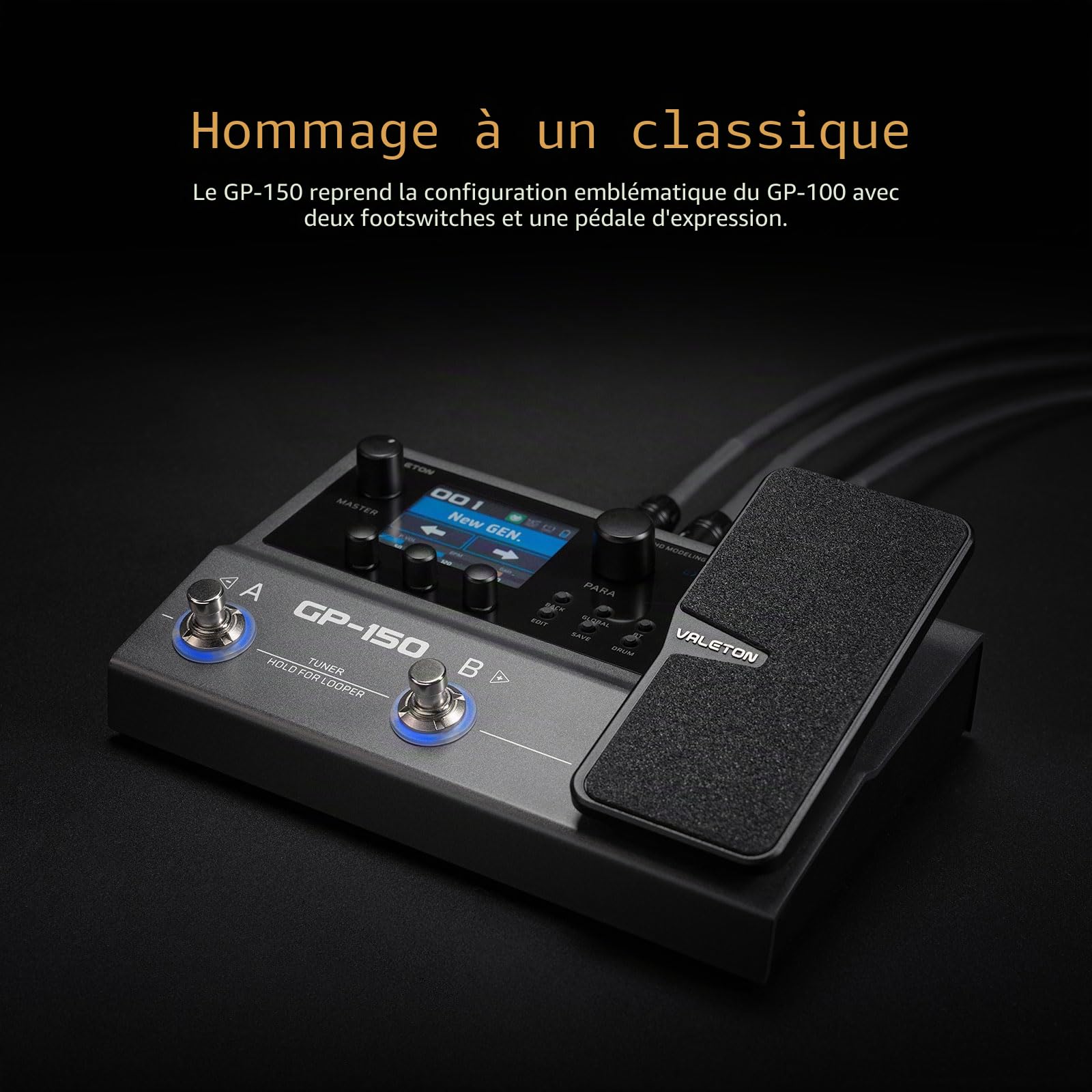 VALETON Processeur Multi-Effets avec 200+ Effets HD, Chargement IR/NAM, Looper 180s, Drums et BT GP-150