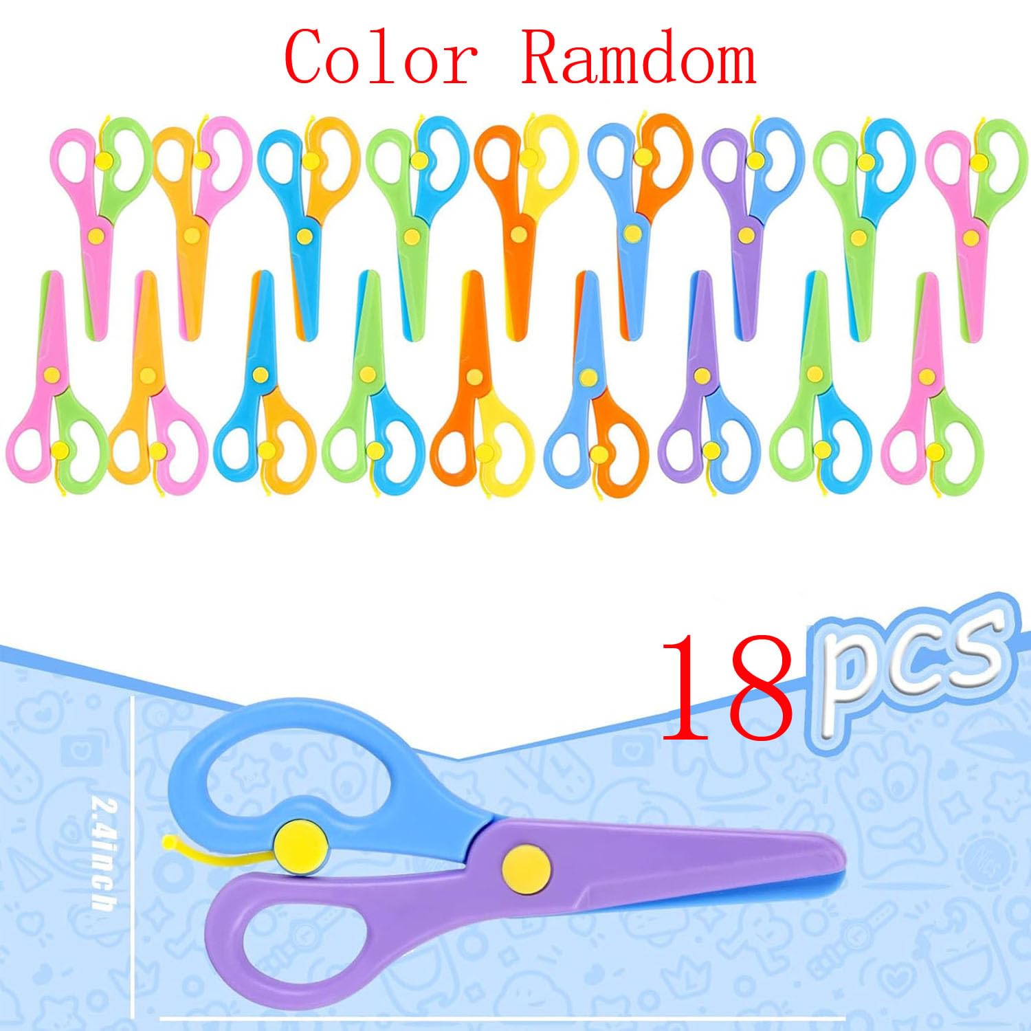 18PCS Tijeras Manualidades para Niños, Tijeras Entrenamiento Preescolar, DiseñO de Arte DIY, Diseño Antipellizcos, Desarrollo de la Coordinación Ojo-Mano