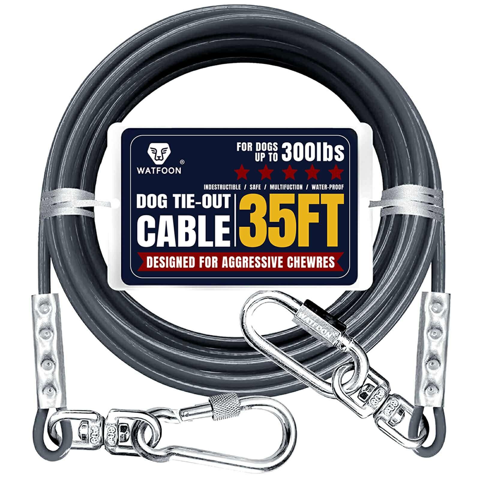 Tie Out Cable for Dogs Up to 300lbs,35ft Extra Strong 1000lbs Break Strength Tie-Out Tether Trolley Training Lead,Dog Run Cable for Yard Garden Park