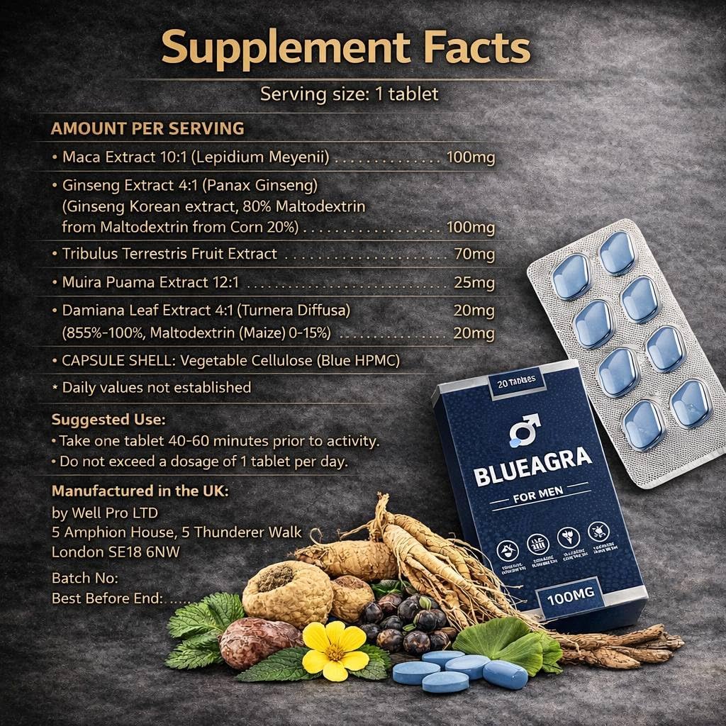 Ginseng and Maca Tablets 100 mg - 20 Count - Herbal Food Supplement for Men - Made in UK 71ArBKAksCL. AC SL1024