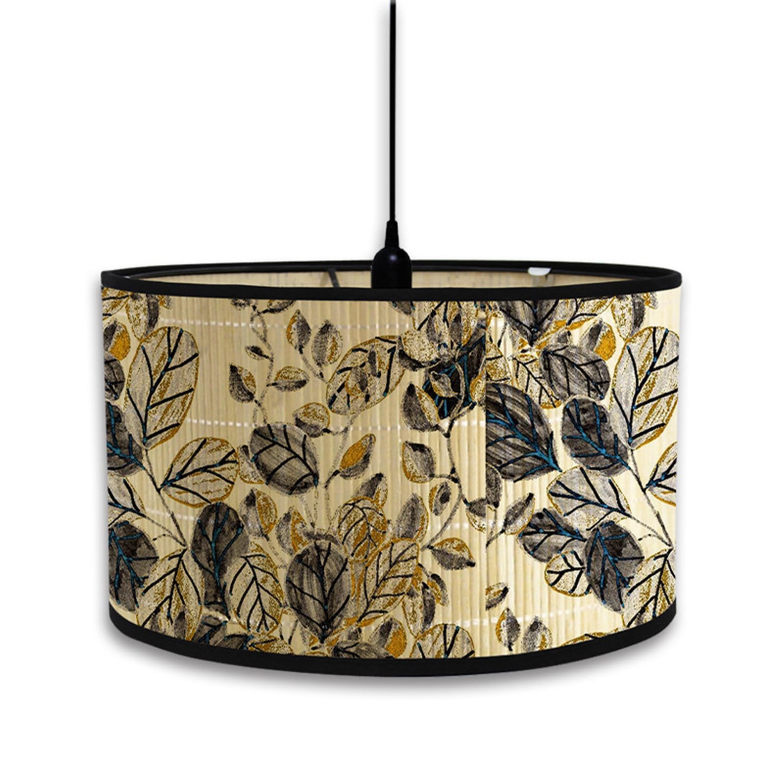 FANSU Round Drum Light Shade for Table Lamp, Modern Floral Classic Pendant Lampshades Easy Fit for Living Rooms, Bedroom, Hallways, Reading Room (30x30x20cm,Gray Gold)