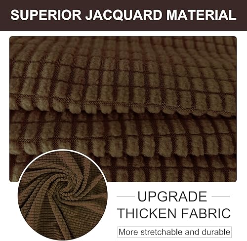 Miniatura 4 de U-NICE HOME Funda elástica para sofá, lavable, protector de muebles para sofá de 3 cojines, apta para mascotas (sofá, marrón)