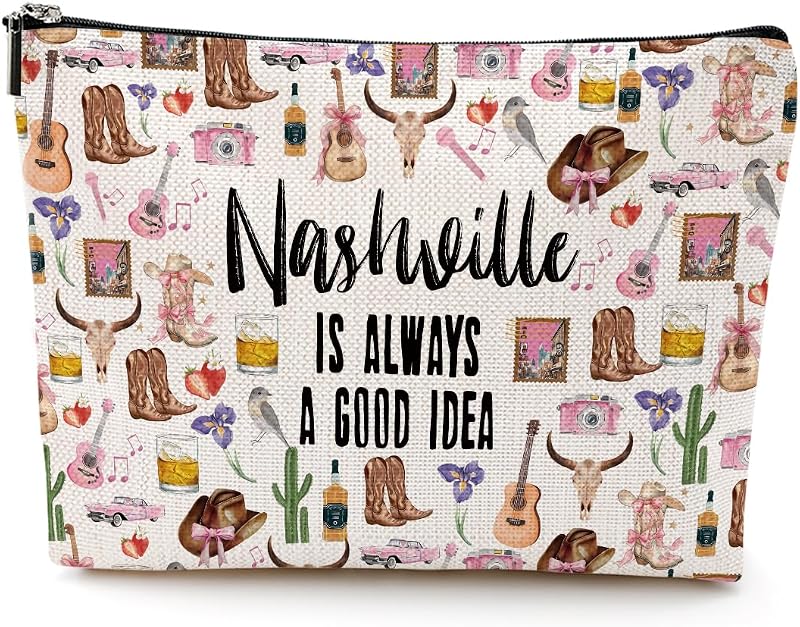 Necessaire de maquiagem NGZS Nashville is always a good idea, estampa dupla, 1 unidade
