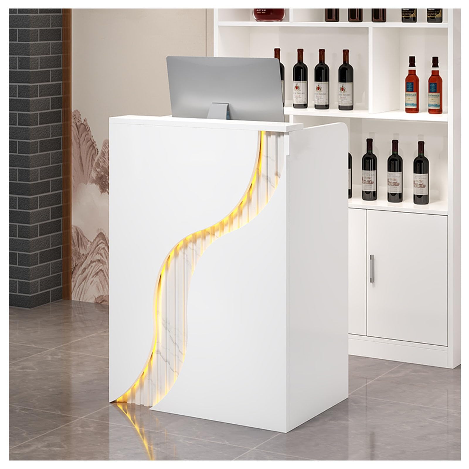 Schreibtisch mit abschließbaren Schubladen, kommerzielle Bürotheke, stilvoller Tisch für Büro und Lobby, Schaufenstermöbel, 80 cm