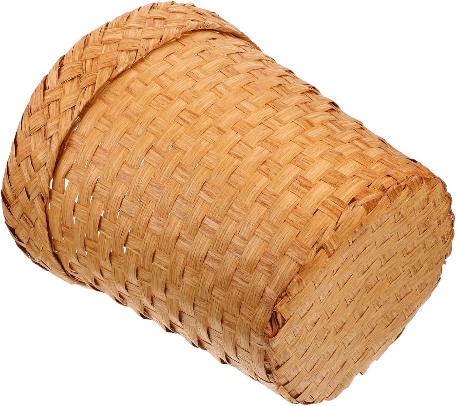 Holibanna Stylish Woven Storage Basket Paper Rattan Waste Basket for Bathroom and Office Sturdy and Lightweight Garbage Can Modern Design for Home Organization Random Color