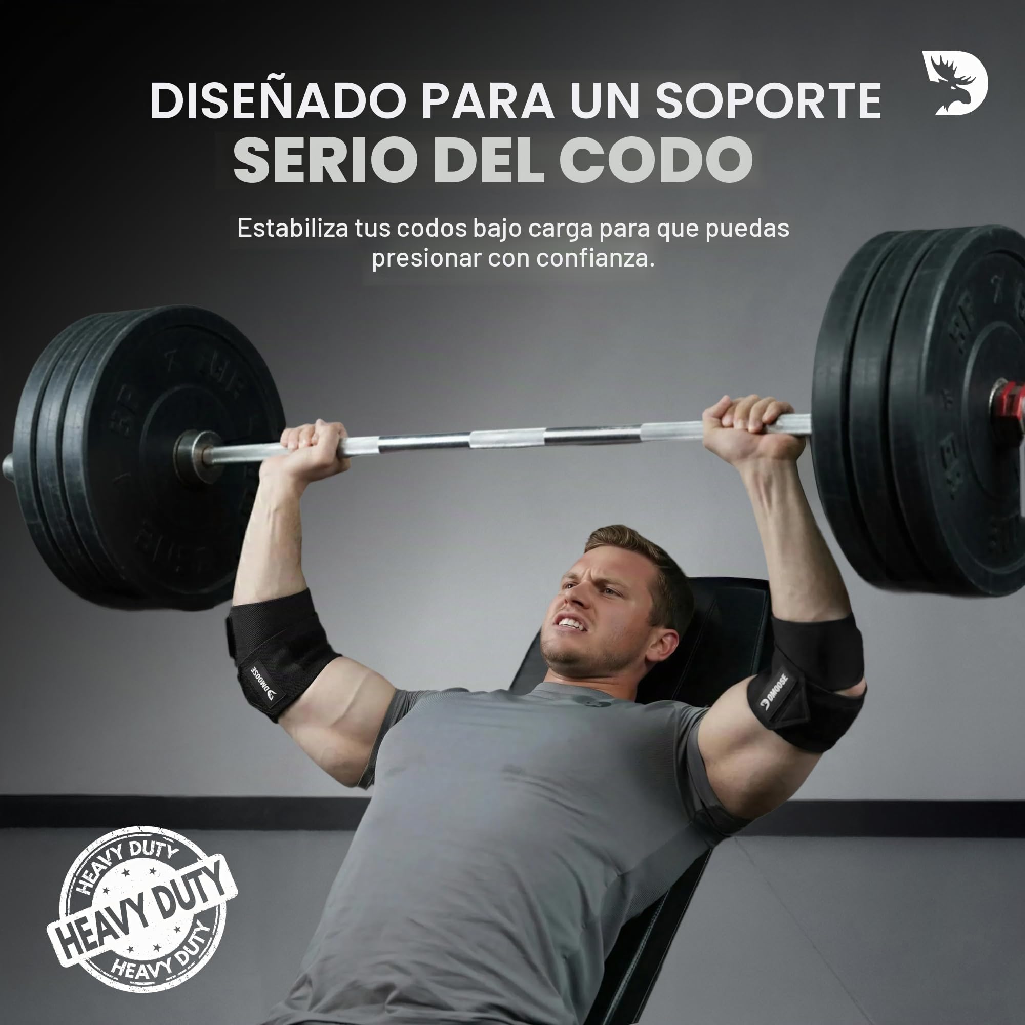 DMoose Fitness Coderas para levantamiento de pesas (par) de 40 pulgadas, soporte ajustable para apoyo articular, alivio del dolor y tendinitis, correas de codo para levantamiento de pesas, prensa de