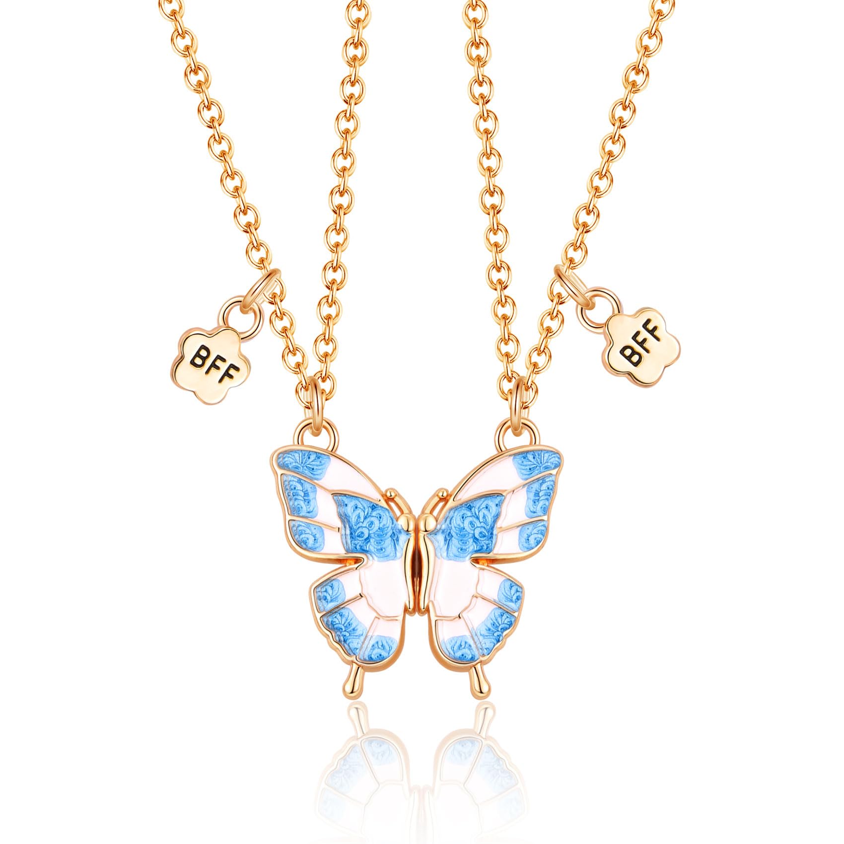 Dainty Gold Necklace For Women - Butterfly Heart Bow Rose Pendant, Adjustable Chain, Gift For Her - View #8