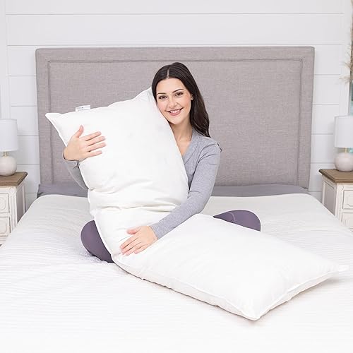 Almohada corporal de plumas de ganso blanco y plumón  Almohadas de 20 pulgadas x 54 pulgadas