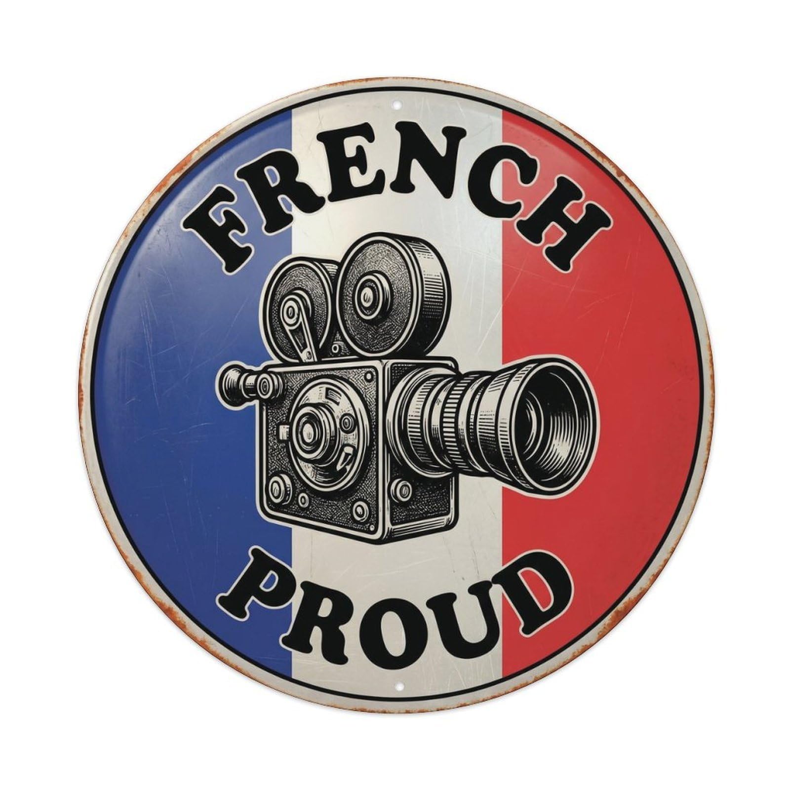 Olhnbad Style French Proud Film Camera Writing Art Heritage Emblem Metal Tin Sign