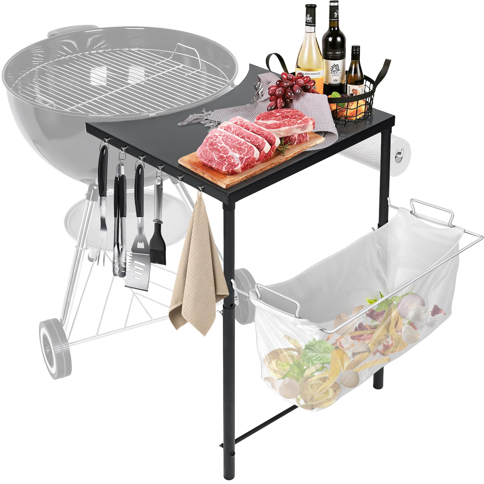GFTIME Weber Smokey Mountain Table d'appoint pour barbecue sphérique Weber Kettle 47/57/67 cm, barbecue au charbon de bois Master-Touch, accessoires de barbecue de qualité supérieure