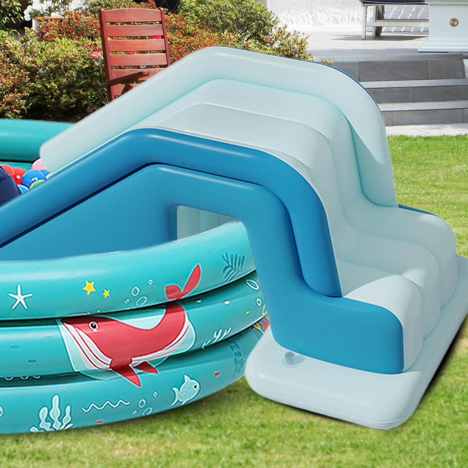 Pool Aufblasbare Rutsche,Klappbare Wasserrutsche Schaukel | rutschfeste Schnellaufbau-Rutsche Für Jugend Mädchen Haus Garten Sommerfeste Camping Ausflüge