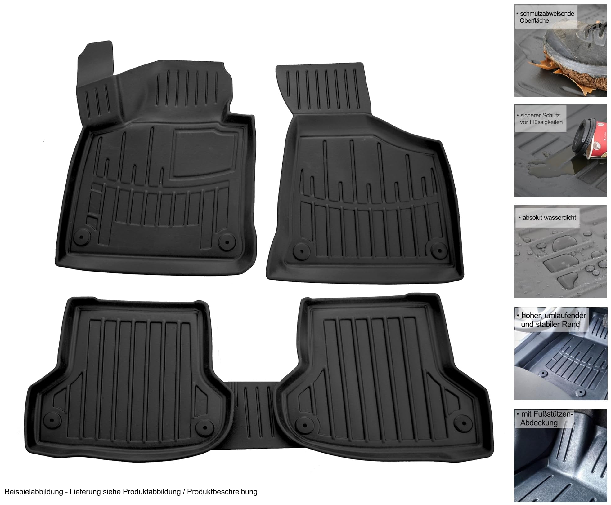 AD Tuning TPE Fußmatten Set passgenau für VW Bora (1998-2005) | 3D Automatten, Hoher Rand, Antirutsch, Wasserdicht & Langlebig