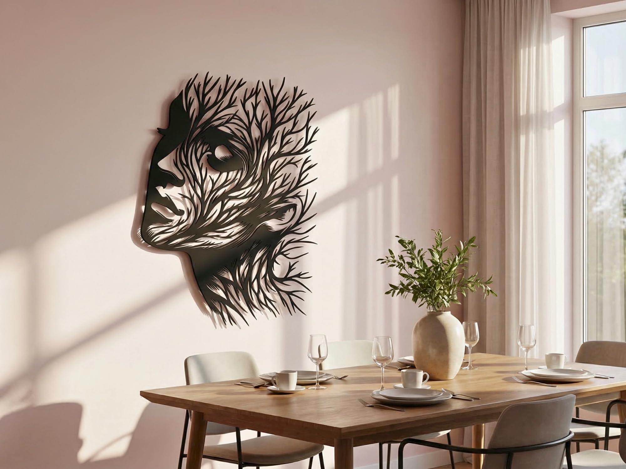 VAILLA Gesichter Wanddeko aus Holz 3D – Wandbild Wohnzimmer Schlafzimmer