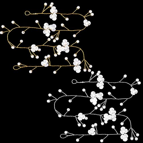 Miniatura 1 de 2 piezas de enredaderas para el cabello de novia, 20 pulgadas, diadema de perlas extra larga, accesorios para el cabello para novia, dama de honor,