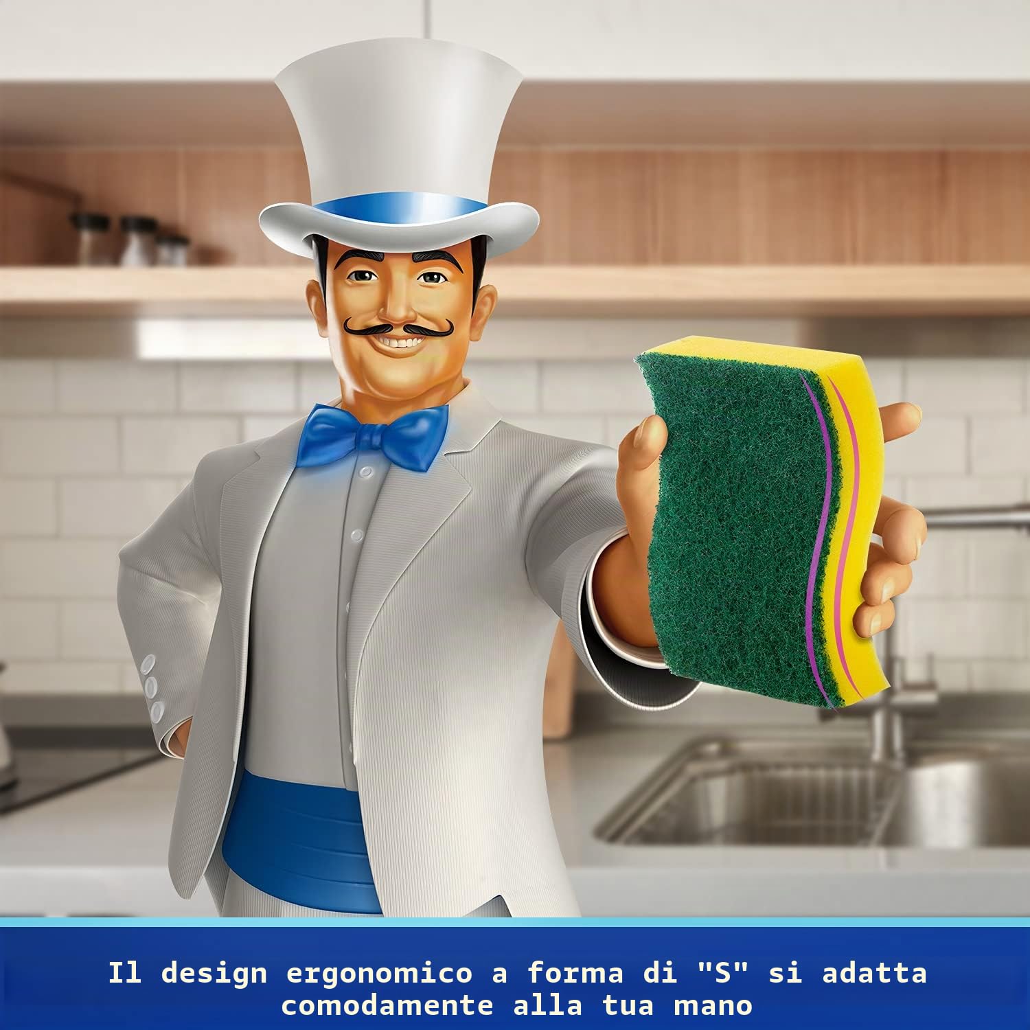 MR.SIGA Spugna Resistente, lavastoviglie spugna per la pulizia cucina, 12 Pezzi, Dimensione: 11 * 7 * 3cm