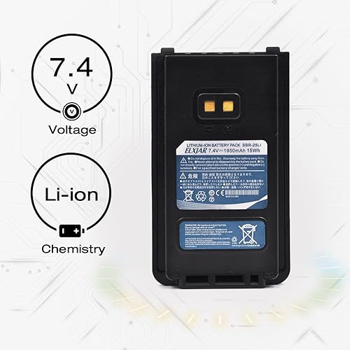 Miniatura 2 de ROWSHEP Paquete de 2 baterías de iones de litio de 7.4V SBR-25Li 1950mAh de repuesto para radios portátiles Yaesu FT-25R FT-65R FTA-250 FT25R FT65R