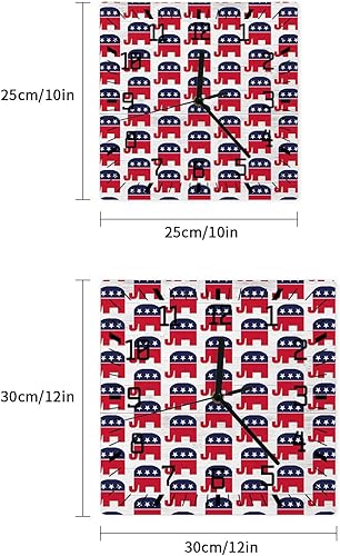 Miniatura 7 de Elephant 4th of July Wooden Wall Clock Silent Non Ticking, Ameican Flag Star Square Wall Clock Battery Operated, Decor Clock for Home Office, Living