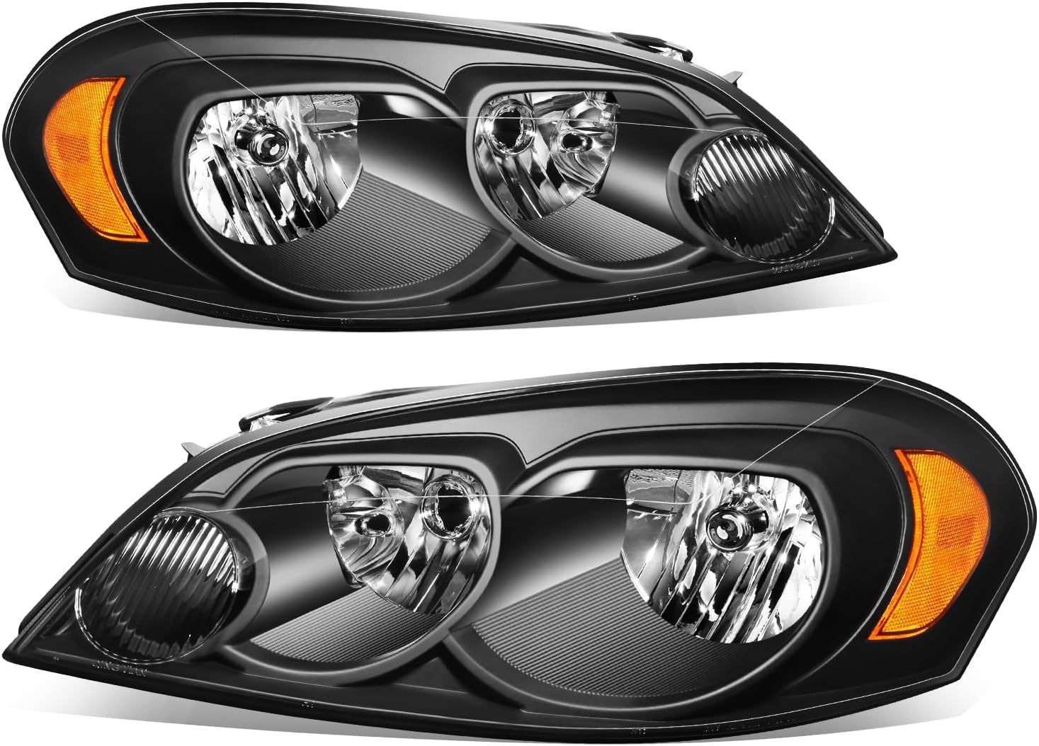 Auto Dynasty Headlights Assembly Compatible with 2006-2016 Chevy Impala/Impala Limited Monte Carlo, Driver and Passenger Side Halogen Headlamps Replacement, Black Housing Clear Corner