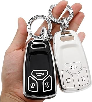 for BMW Key fob Cover, Key Fob Case for BMW 2 5 6 7 Series X1 X2 X3 X5 X6 Metal Shell Cover Anti-dust Full Protection Silver Edge - Black White Ad