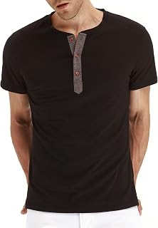 LBL Mens Fashion Casual Front Placket Basic Long/Short Sleeve Henley T-Shirts