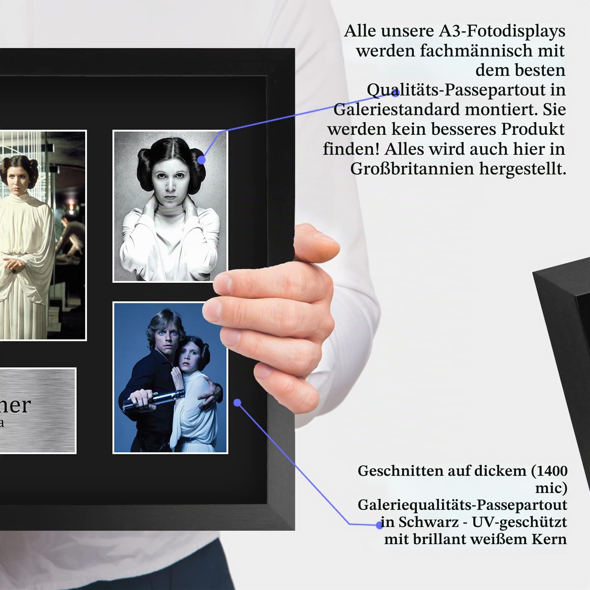HWC Trading FR A3 Carrie Fisher Star Wars Princess Leia Geschenke Gedruckt, Signiert Autogramm Bild Display Für Film-Erinnerungsstücke-Fans - A3 Eingerahmt