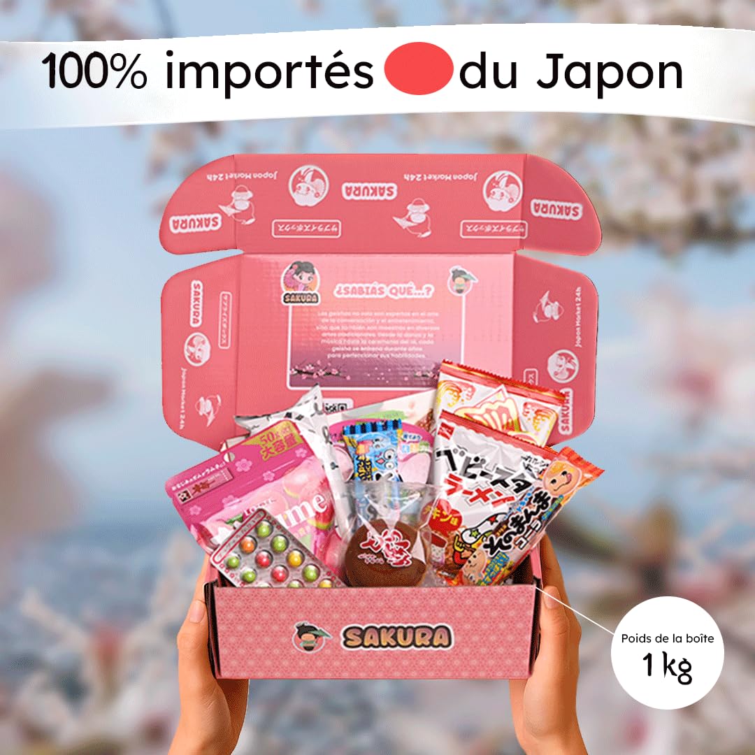 JAPON MARKET | Box Bonbon Japonais Premium | JapanBox Édition Spéciale | Bonbon Anniversaire Enfant | Assortiment Bonbons Avec Ramen, Snack Salé, Chocolats, Boissons, Biscuits | Sakura