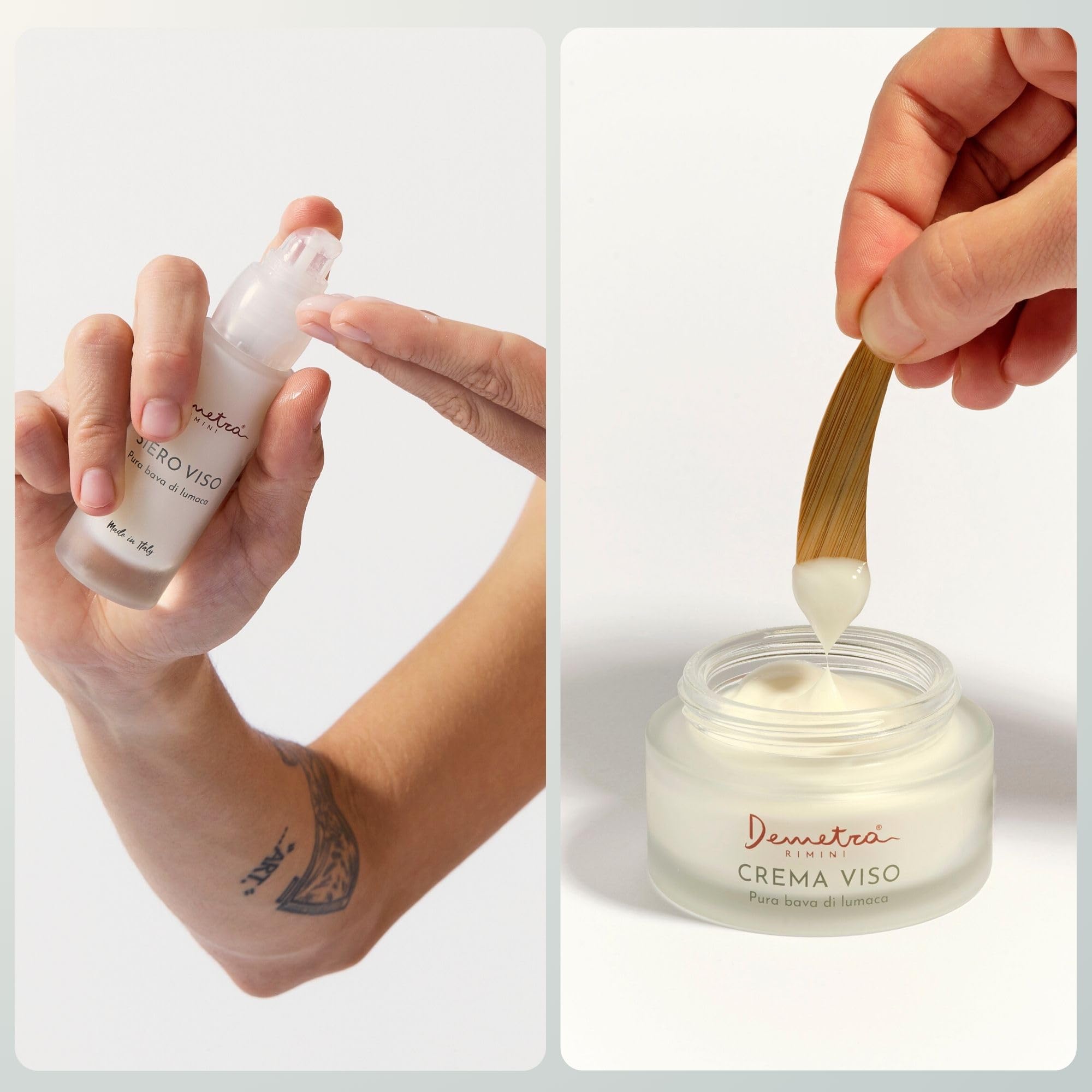 Demetra Kit Skincare 2 en 1 – Crème Visage 85% et Sérum Visage 90% – Bave d’Escargot, Acide Hyaluronique, Collagène et Élastine hydrolysés (50 ml – 30 ml) – Soin régénérant