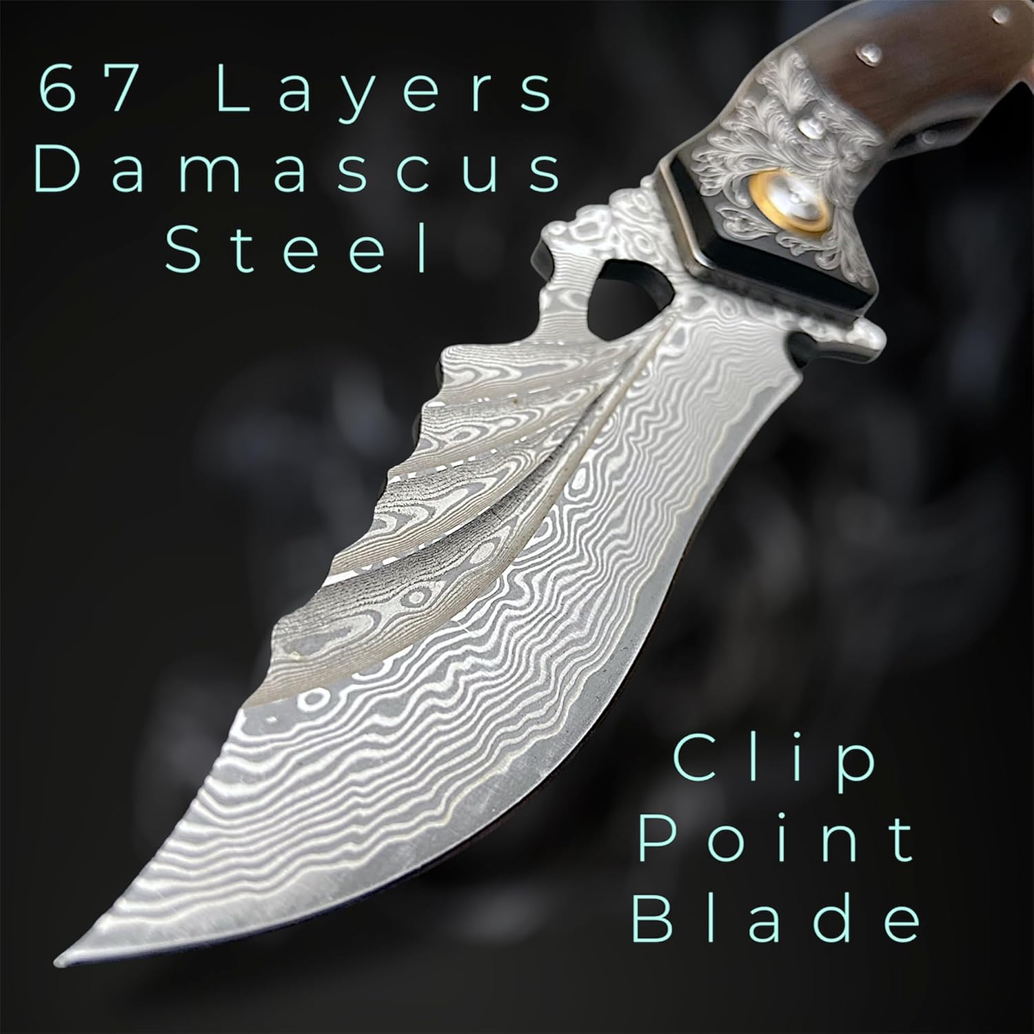 TACTICAL GEARZ Custom Pocket Folding Knife with 67-Layer VG10 Damascus Clip Point Blade, Ebony Wood Handle, Ball Bearing Pivot (Drogo)