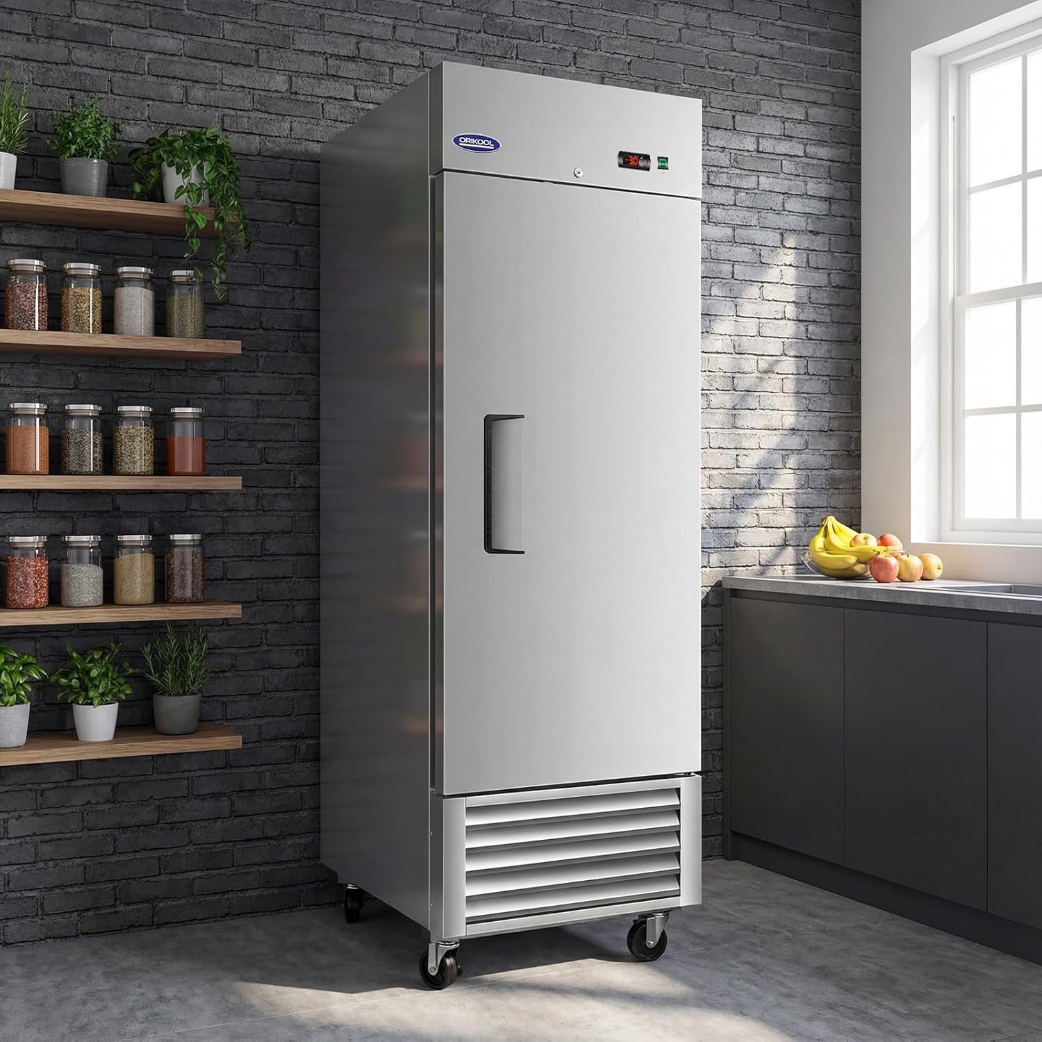 27" Commercial Freezer 23 Cu.ft with 1 Solid Door Reach-In Freezers Stainless Steel ETL Approved Upright Freeze Storage -10~10°F