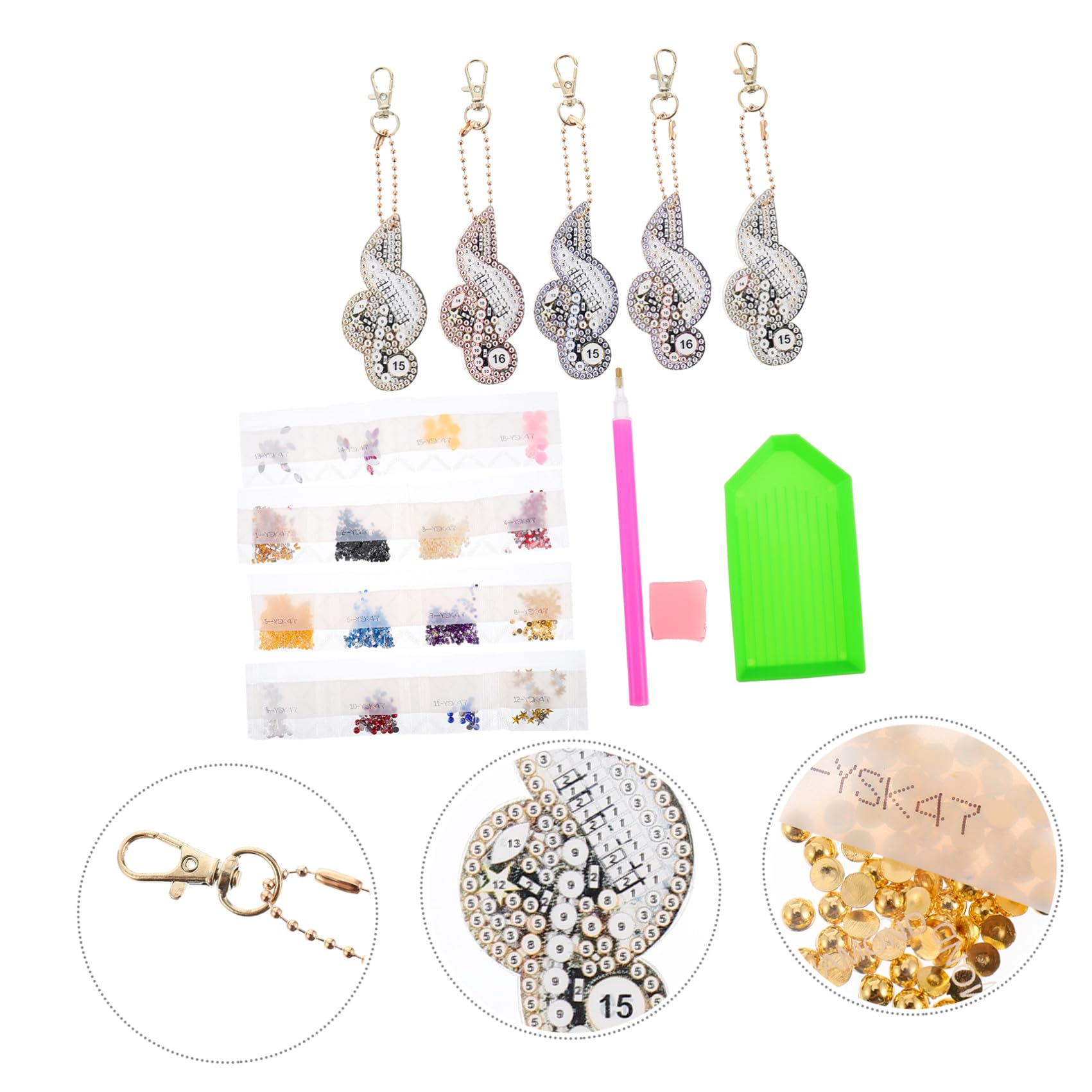 LIFKOME Nota Musical Diamante Pintura Llaveros Llavero Diy Pintura Taladro Llavero Colgante Bricolaje Llavero Colgante De Llavero De Diamante 5d Llavero Llavero Resina